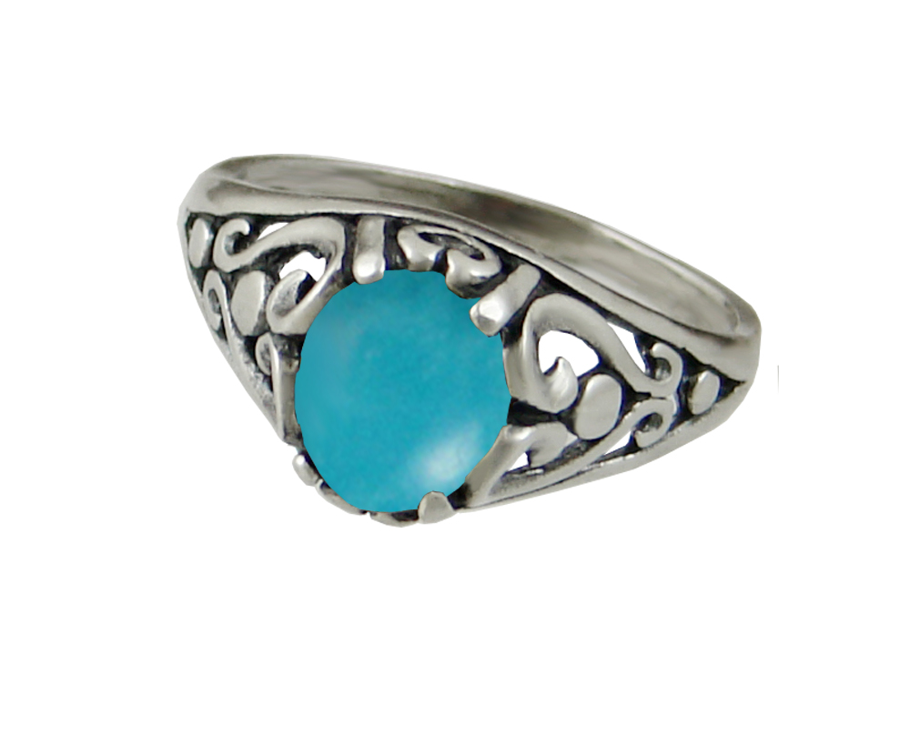Sterling Silver Filigree Ring With Turquoise Size 7